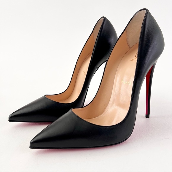 New CHRISTIAN LOUBOUTIN | So Kate 120 Black Leather Pointed Pumps Stilettos 40.5 - Picture 1 of 15